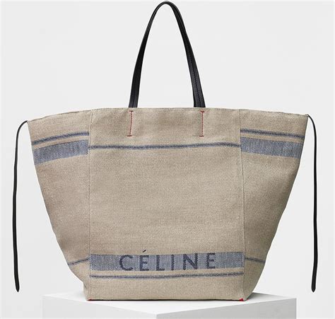 celine striped canvas & 39|CELINE Canvas Striped Large Phantom Cabas Black White .